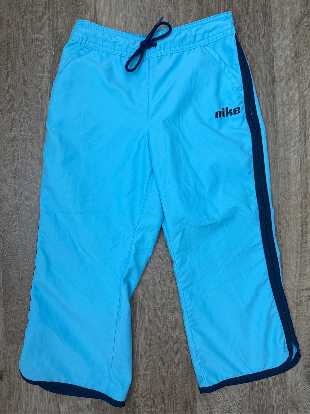 Nike Girls Aqua Blue Track Pants with Navy Accents